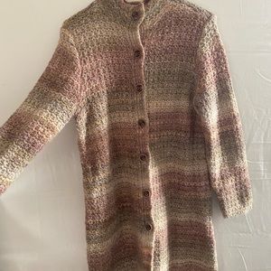 J.Jill Multicolor Boho Button Front Wool Cardigan with 3/4 Sleeves, size S